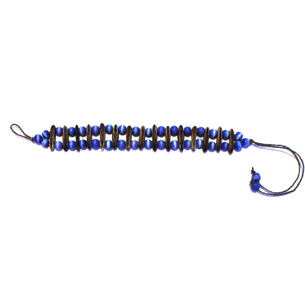 Acacia Rainforest Seed and Royal Blue Crystal Bracelet - Natural Artist