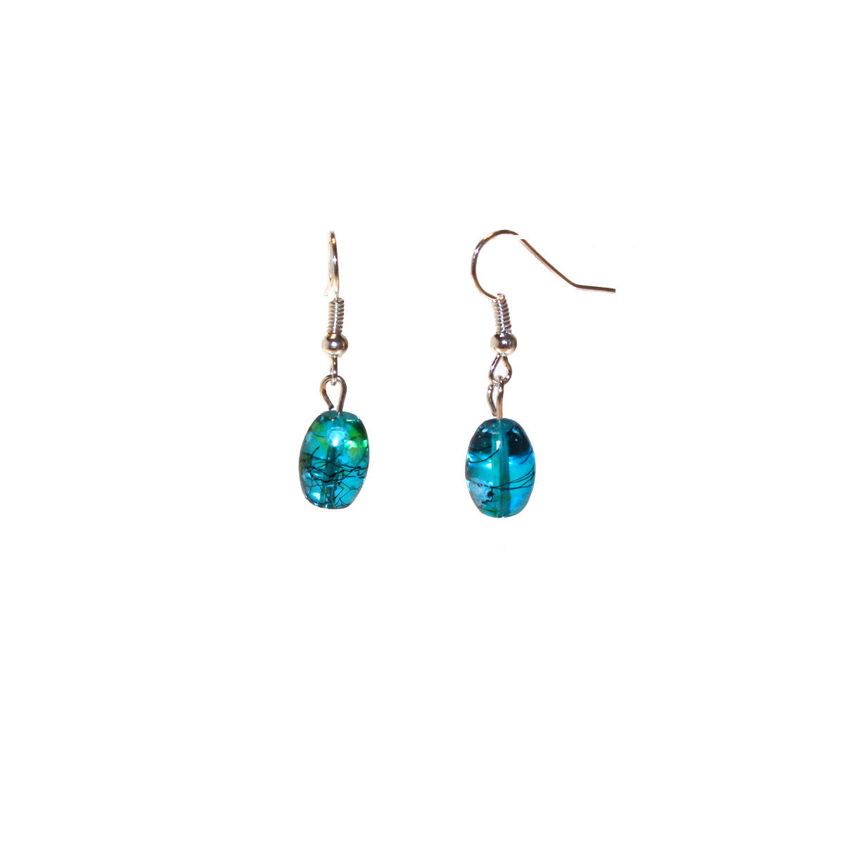 Floral Glass Earrings - Aqua - Natural Artist