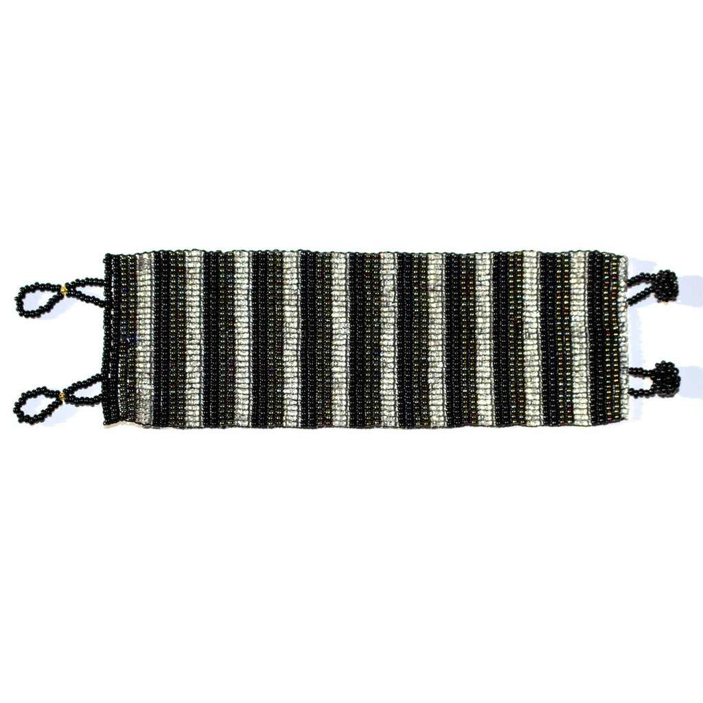 Fancy Mayan Beaded Bracelet - Stripey - Natural Artist