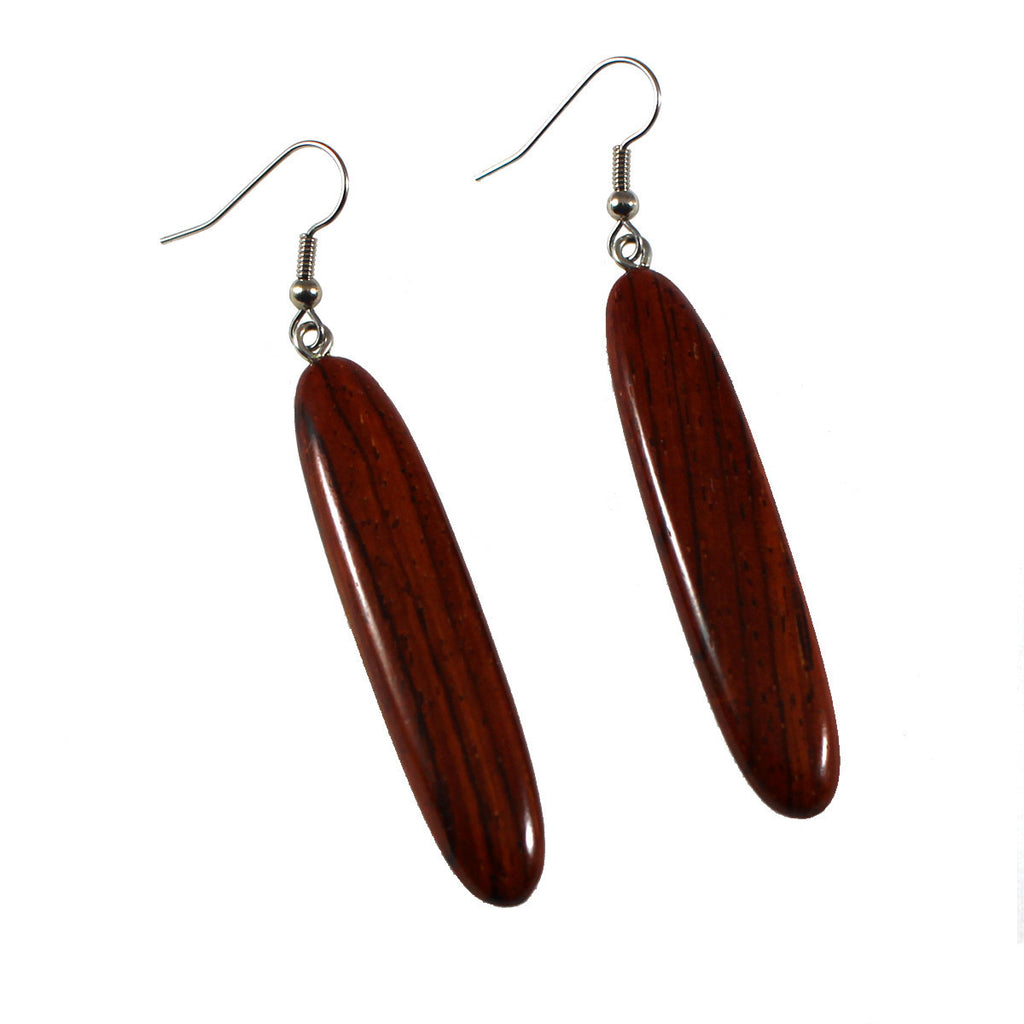 Rosewood Long Drop Earrings - Padua - Natural Artist