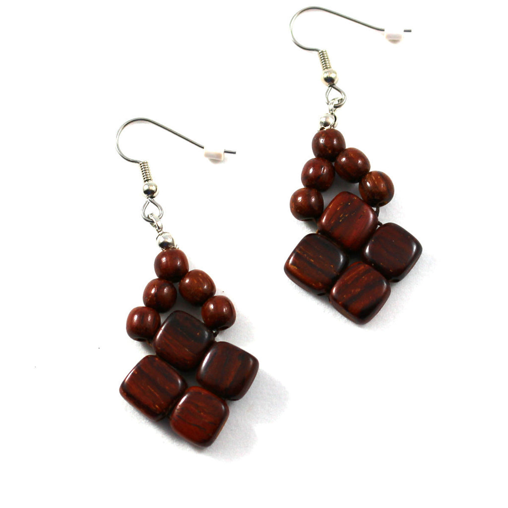 Rosewood Earrings - Diamond - Natural Artist