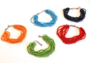 Orange Beaded Multi Strand Mayan Bracelet - Natural Artist