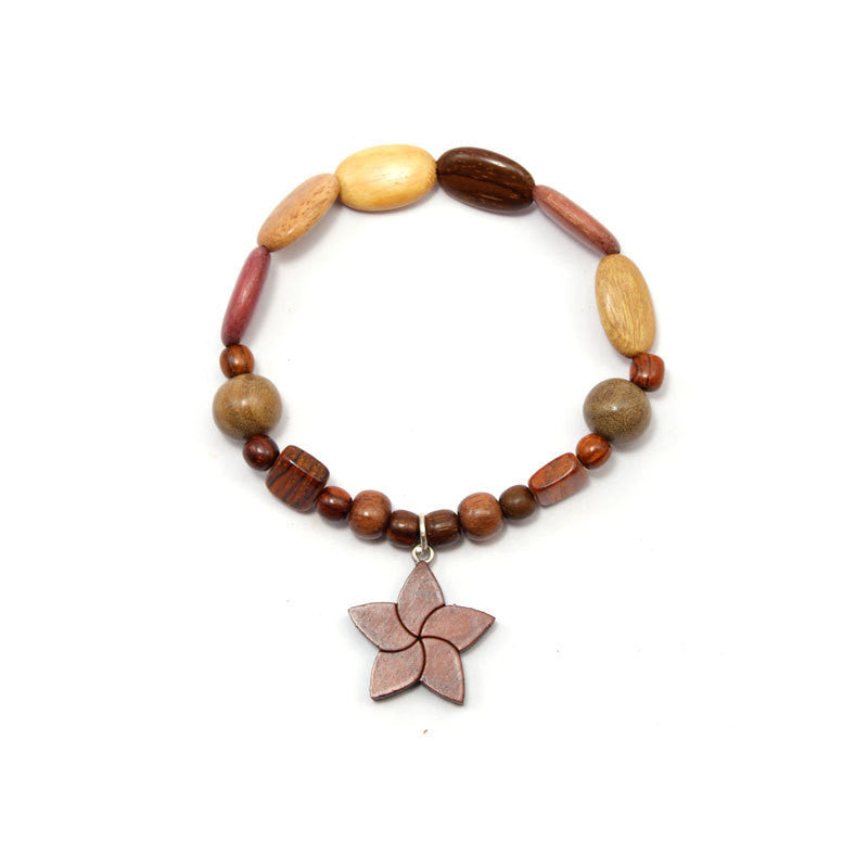 Wood Bracelet - Star Flower - Natural Artist