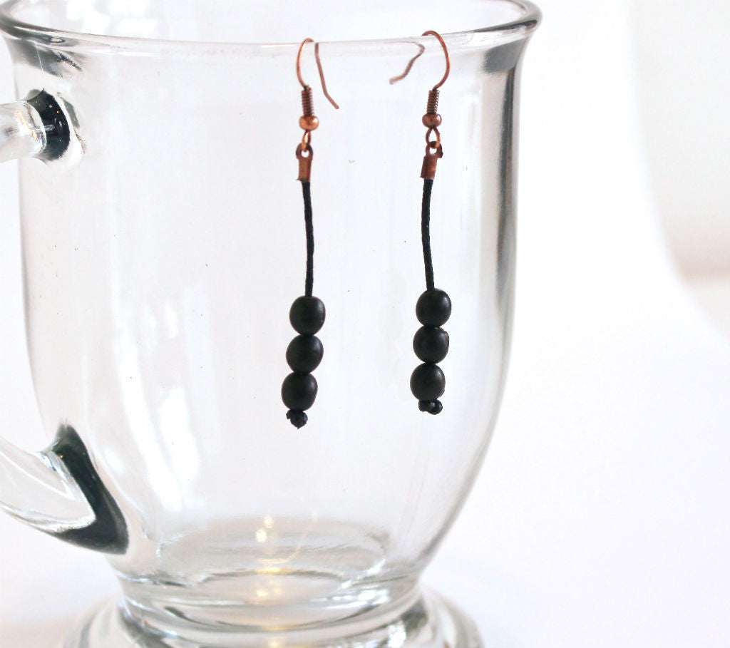 Black Rain Forest Seed Drop Earrings - Natural Artist