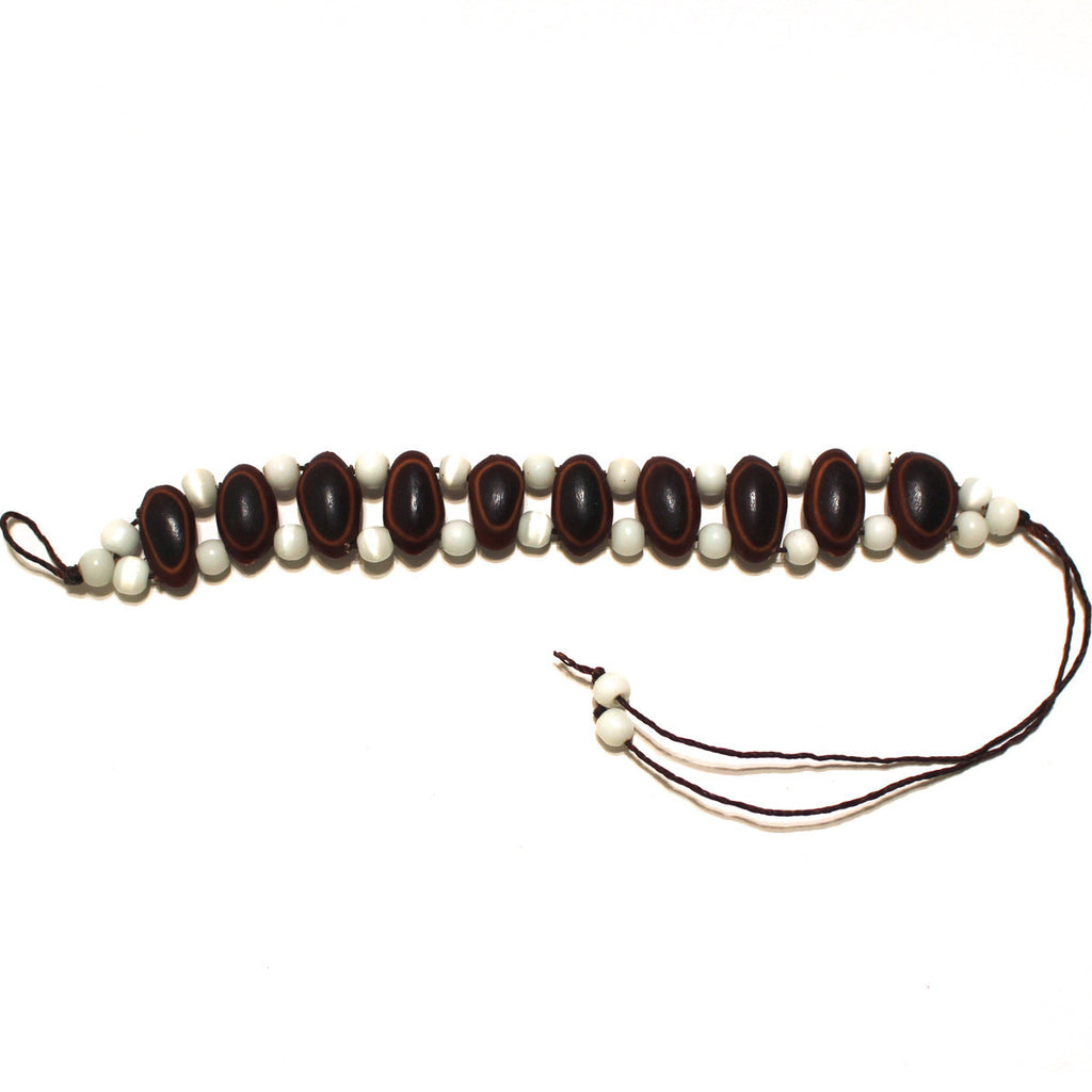 Guanacaste Rainforest Seed and White Crystal Bracelet - Natural Artist